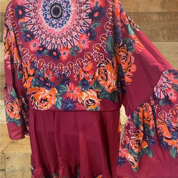 ☃️Umgee Floral Pink Boho Gypsy style flowy Bohemian style  tunic - Picture 7 of 13